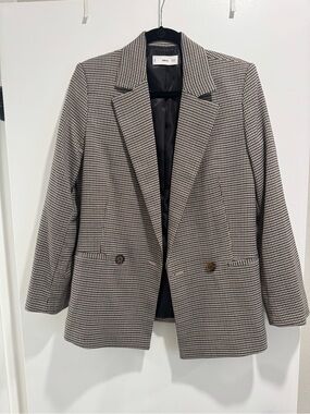 Mango Women's Houndstooth Blazer - Black & White